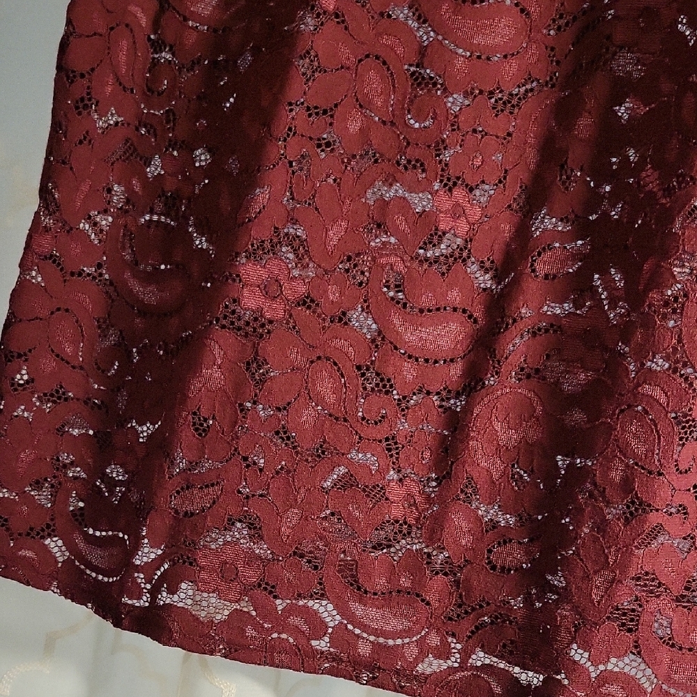 A New Day Wine Flutter Sleeve Ruffled Blouse - Picture 5 of 5